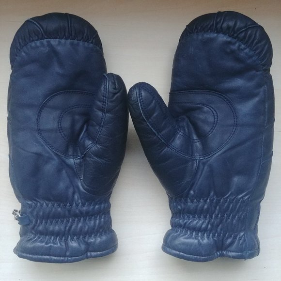 Vintage Conroy blue leather insulated mittens - Picture 4 of 9
